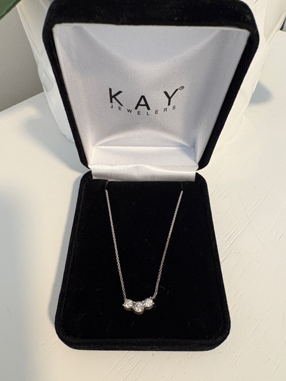 Kay Jewelers  Three-Stone Diamond Necklace